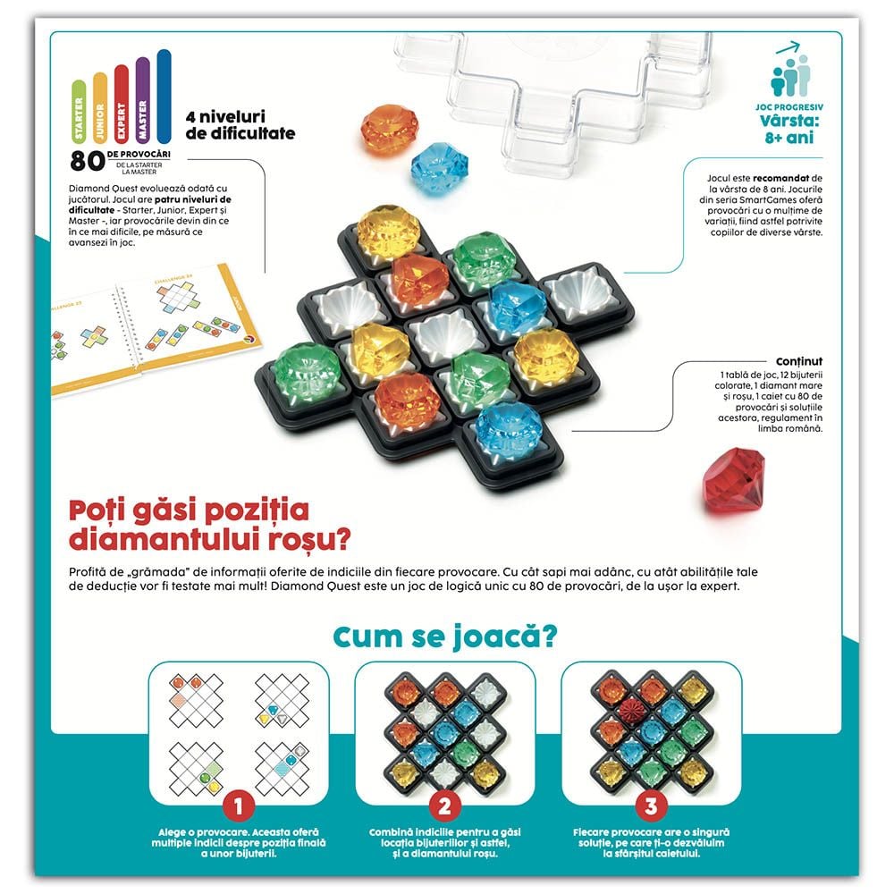 Joc de logica cu 80 de provocari, Smart Games, Diamond Quest