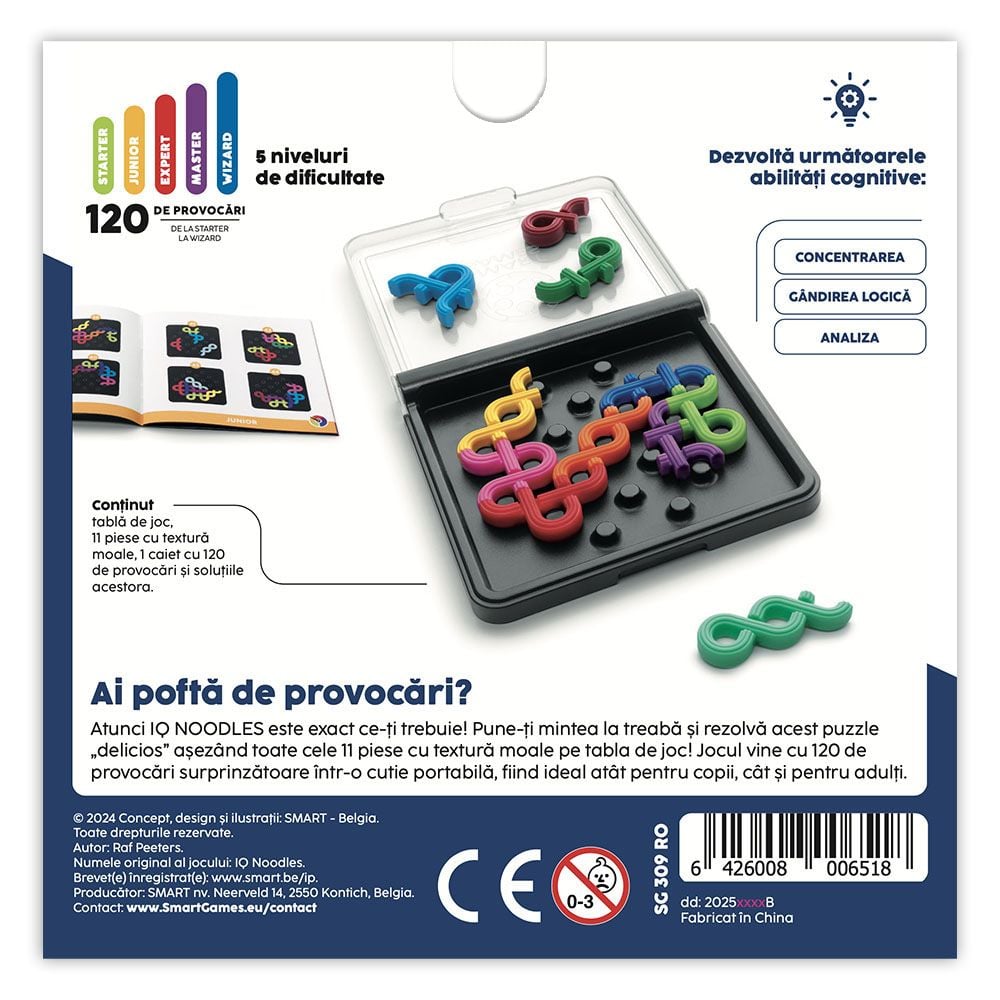 Joc de logica cu 120 de provocari, Smart Games, IQ Noodles