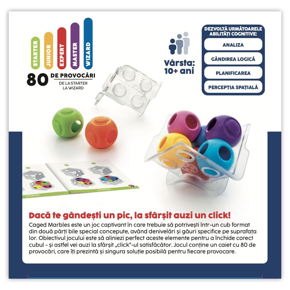 Joc de logica cu 80 de provocari, Smart Games, Caged Marbles