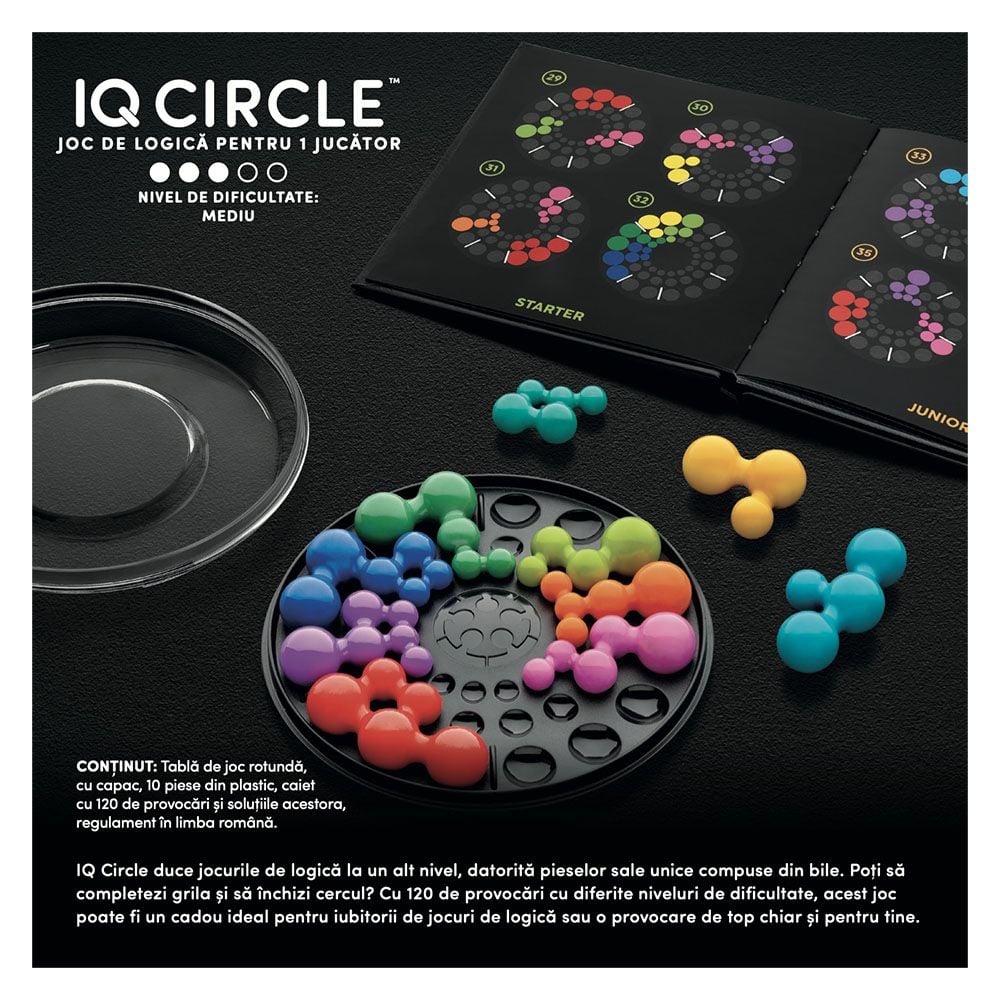 Joc de logica cu 120 de provocari, Smart Games, IQ Deluxe, Circle