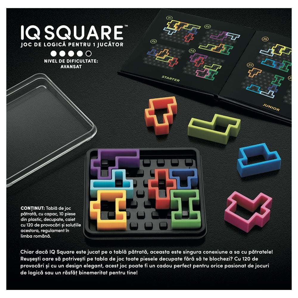 Joc de logica cu 120 de provocari, Smart Games, IQ Deluxe, Square