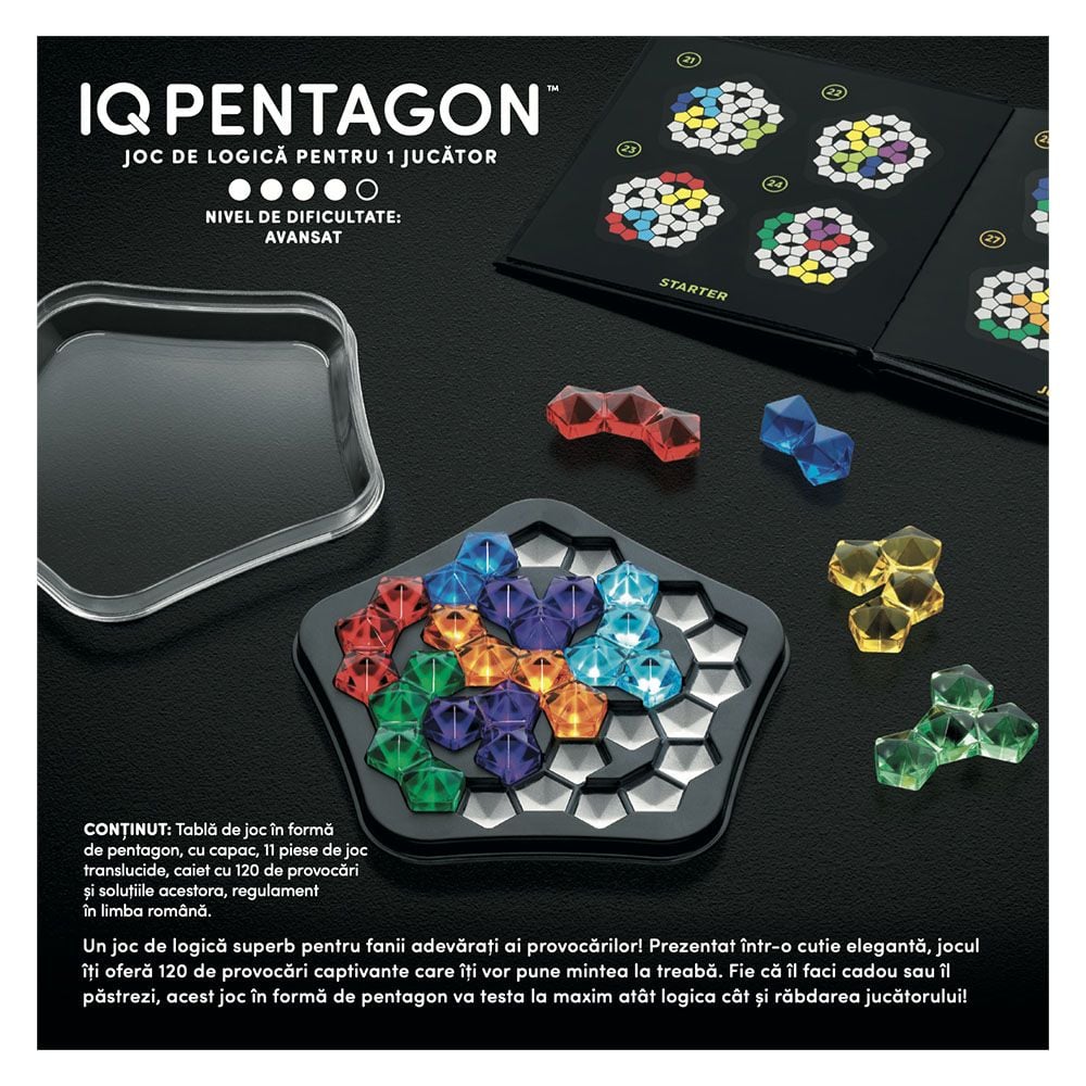 Joc de logica cu 120 de provocari, Smart Games, IQ Deluxe, Pentagon