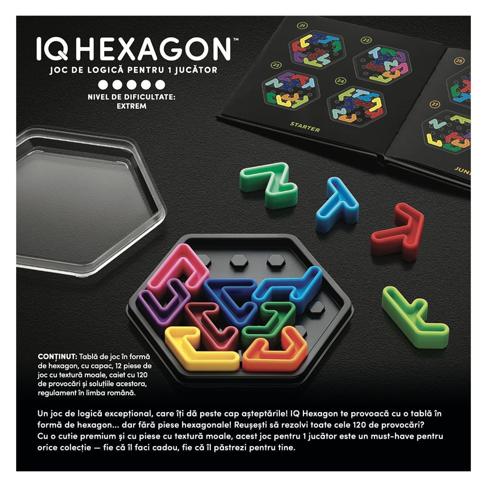 Joc de logica cu 120 de provocari, Smart Games, IQ Deluxe, Hexagon