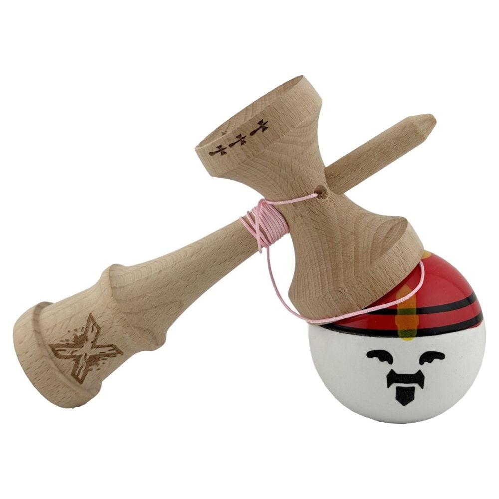 Jucarie de indemanare din lemn, Kendama X, Flippy, Rege, Super Sticky Legendary, Big Cups V2, 18 cm, Maro