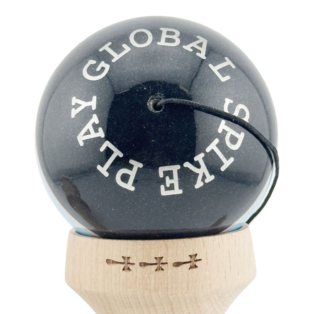 Jucarie de indemanare din lemn, Kendama X, Flippy, Royal Spike, King Size V3, Super Sticky, 18 cm, Bleu