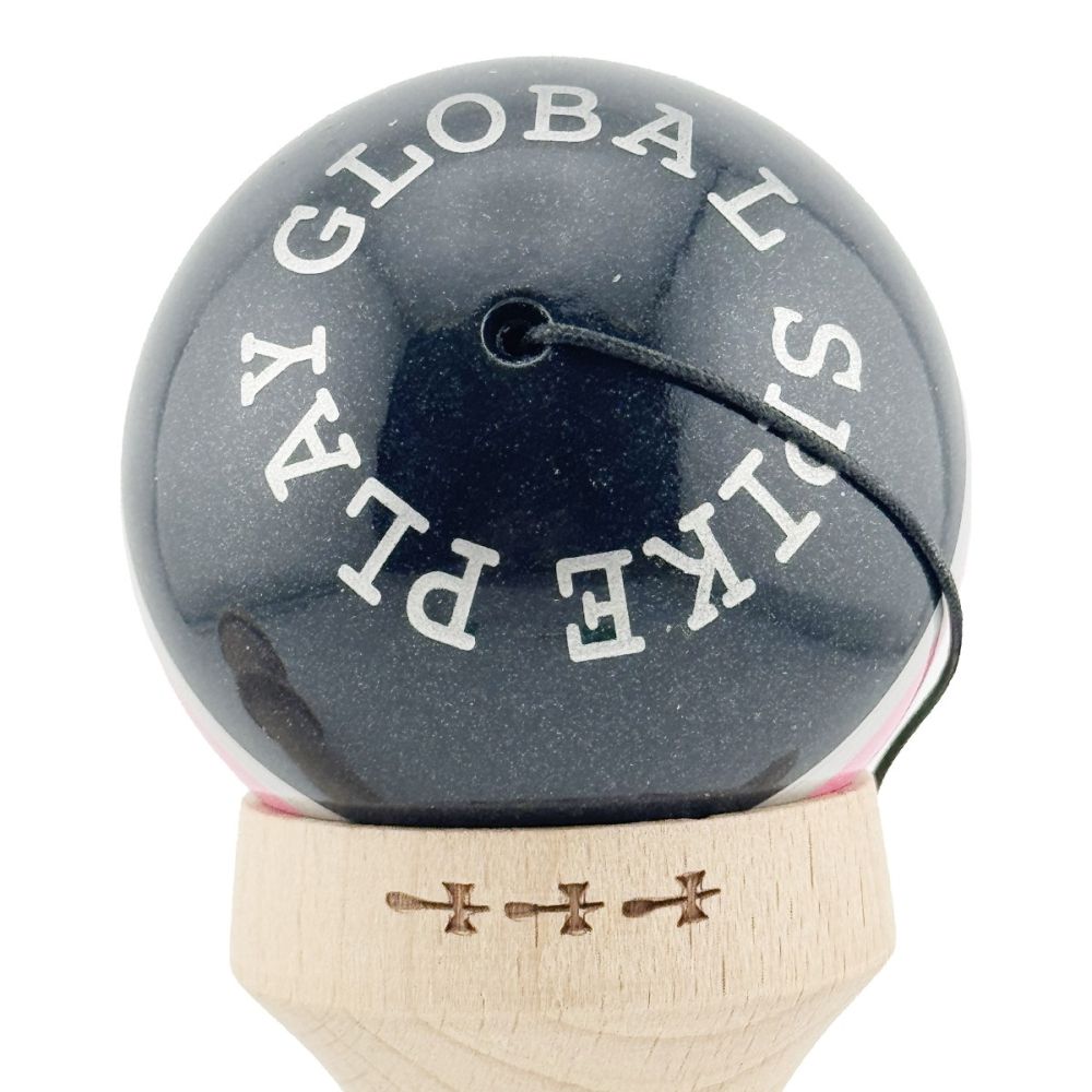 Jucarie de indemanare din lemn, Kendama X, Flippy, Royal Spike, King Size V3, Super Sticky, 18 cm, Roz