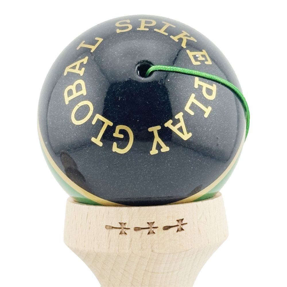 Jucarie de indemanare din lemn, Kendama X, Flippy, Royal Spike, King Size V3, Super Sticky, 18 cm, Verde