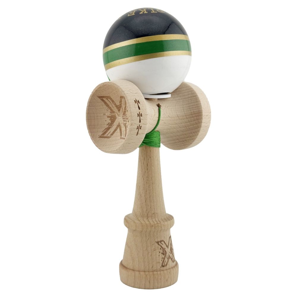 Jucarie de indemanare din lemn, Kendama X, Flippy, Royal Spike, King Size V3, Super Sticky, 18 cm, Verde