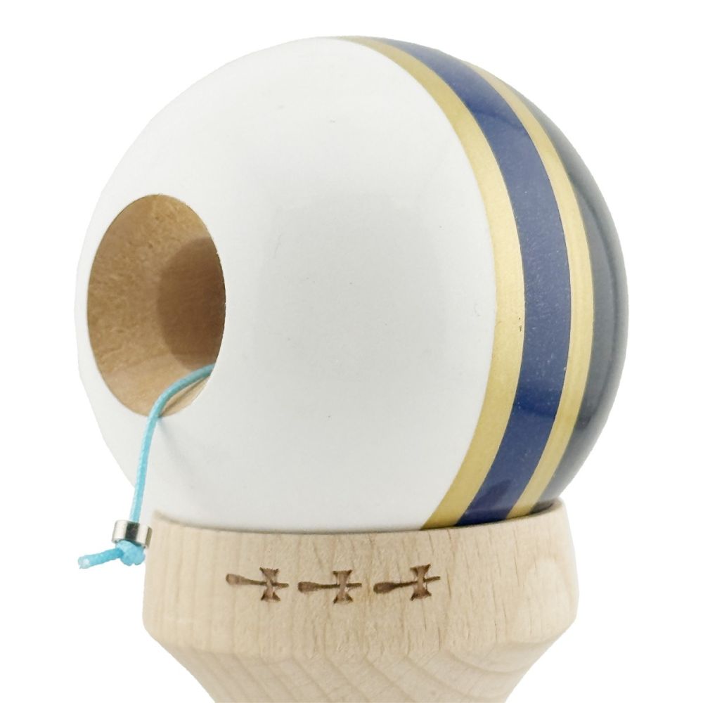 Jucarie de indemanare din lemn, Kendama X, Flippy, Royal Spike, King Size V3, Super Sticky, 18 cm, Albastru
