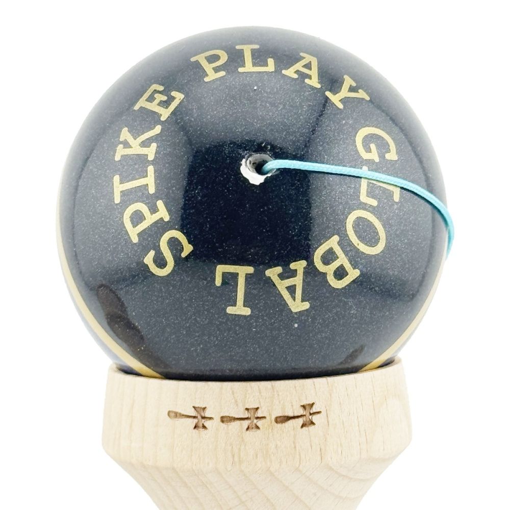 Jucarie de indemanare din lemn, Kendama X, Flippy, Royal Spike, King Size V3, Super Sticky, 18 cm, Albastru