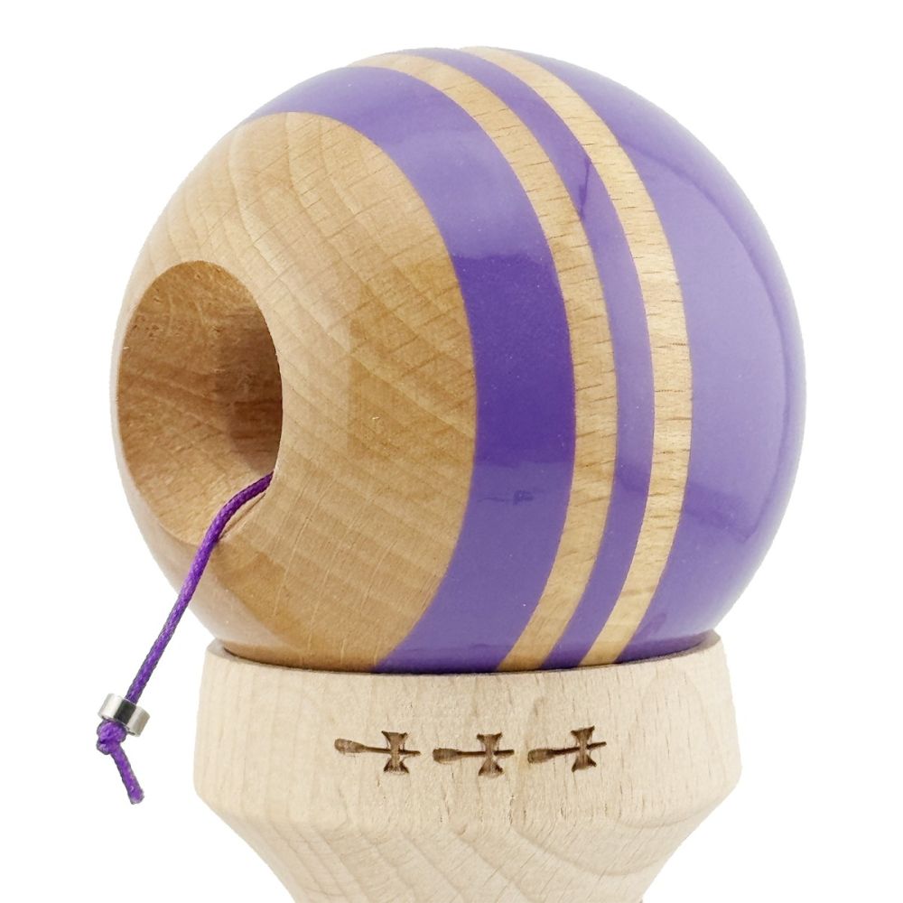 Jucarie de indemanare din lemn, Kendama X, Flippy, Rainbow, King Size V3, Super Sticky, 18 cm, Indigo, Maro