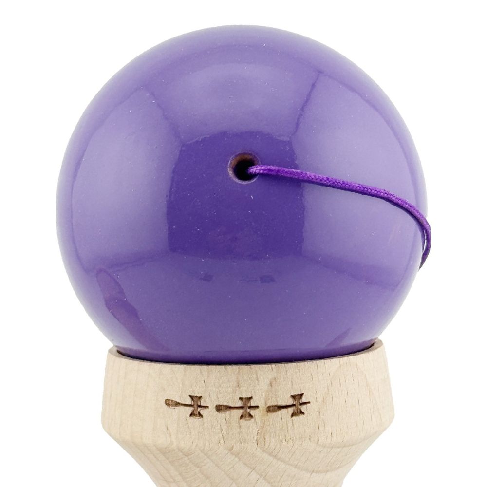 Jucarie de indemanare din lemn, Kendama X, Flippy, Rainbow, King Size V3, Super Sticky, 18 cm, Indigo, Maro