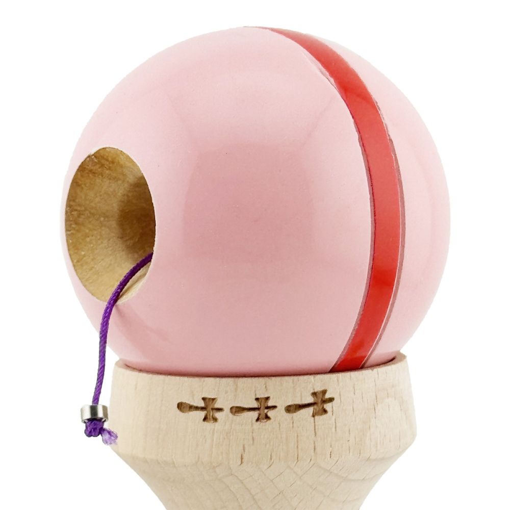 Jucarie de indemanare din lemn, Kendama X, Flippy, Silken, King Size V3, Super Sticky, 18 cm, Roz