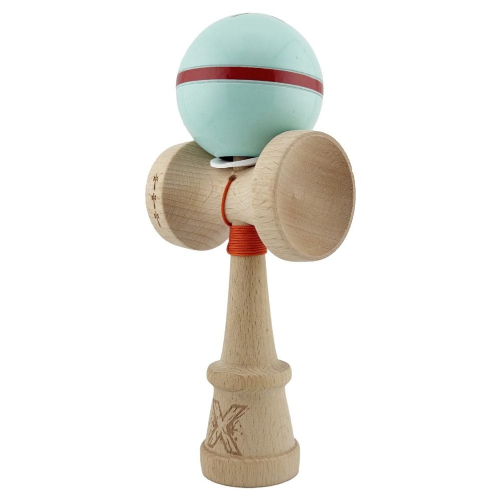 Jucarie de indemanare din lemn, Kendama X, Flippy, Silken, King Size V3, Super Sticky, 18 cm, Verde Mint
