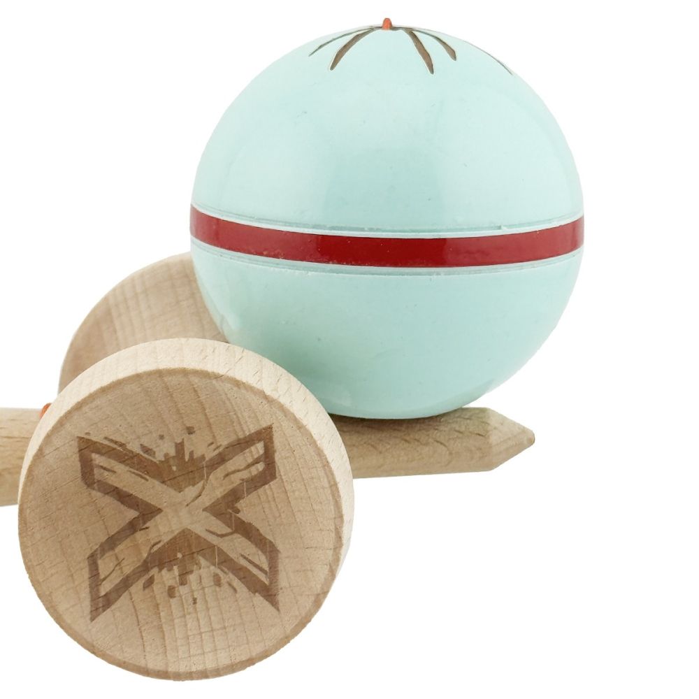 Jucarie de indemanare din lemn, Kendama X, Flippy, Silken, King Size V3, Super Sticky, 18 cm, Verde Mint