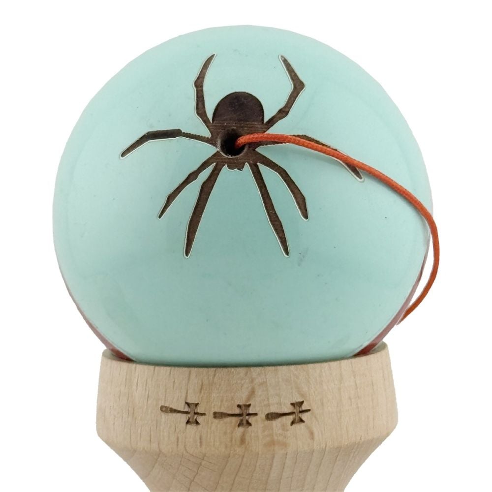 Jucarie de indemanare din lemn, Kendama X, Flippy, Silken, King Size V3, Super Sticky, 18 cm, Verde Mint
