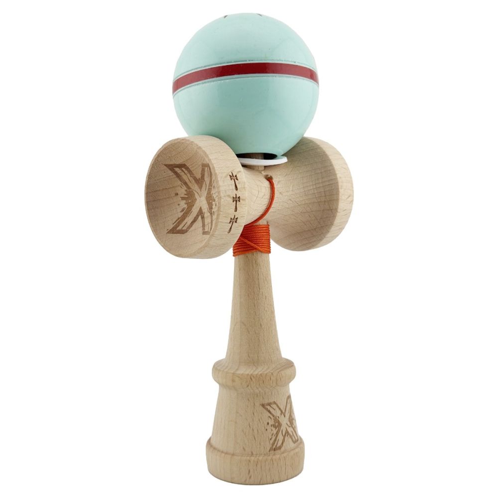 Jucarie de indemanare din lemn, Kendama X, Flippy, Silken, King Size V3, Super Sticky, 18 cm, Verde Mint