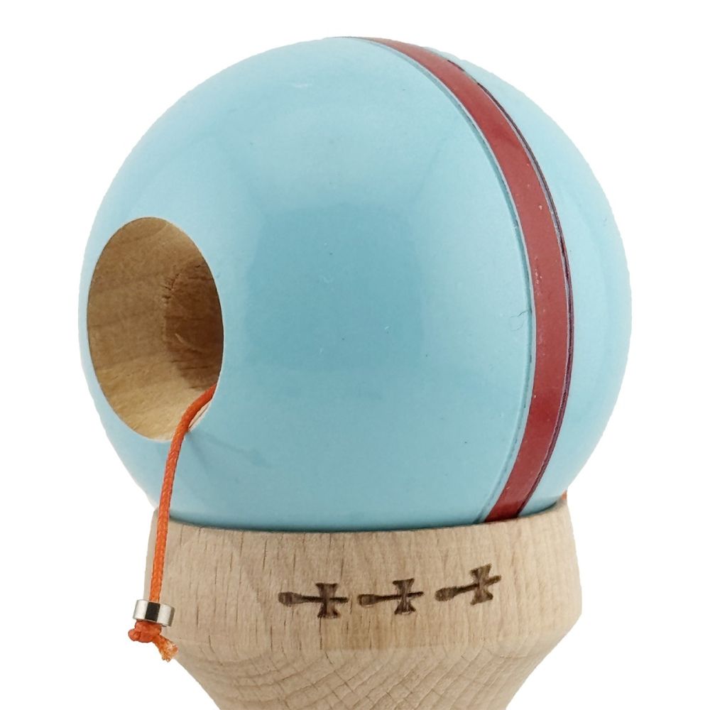 Jucarie de indemanare din lemn, Kendama X, Flippy, Silken, King Size V3, Super Sticky, 18 cm, Albastru