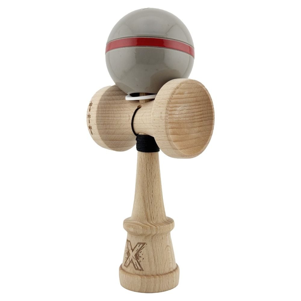 Jucarie de indemanare din lemn, Kendama X, Flippy, Silken, King Size V3, Super Sticky, 18 cm, Ice Gri