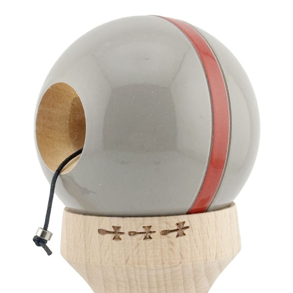 Jucarie de indemanare din lemn, Kendama X, Flippy, Silken, King Size V3, Super Sticky, 18 cm, Ice Gri