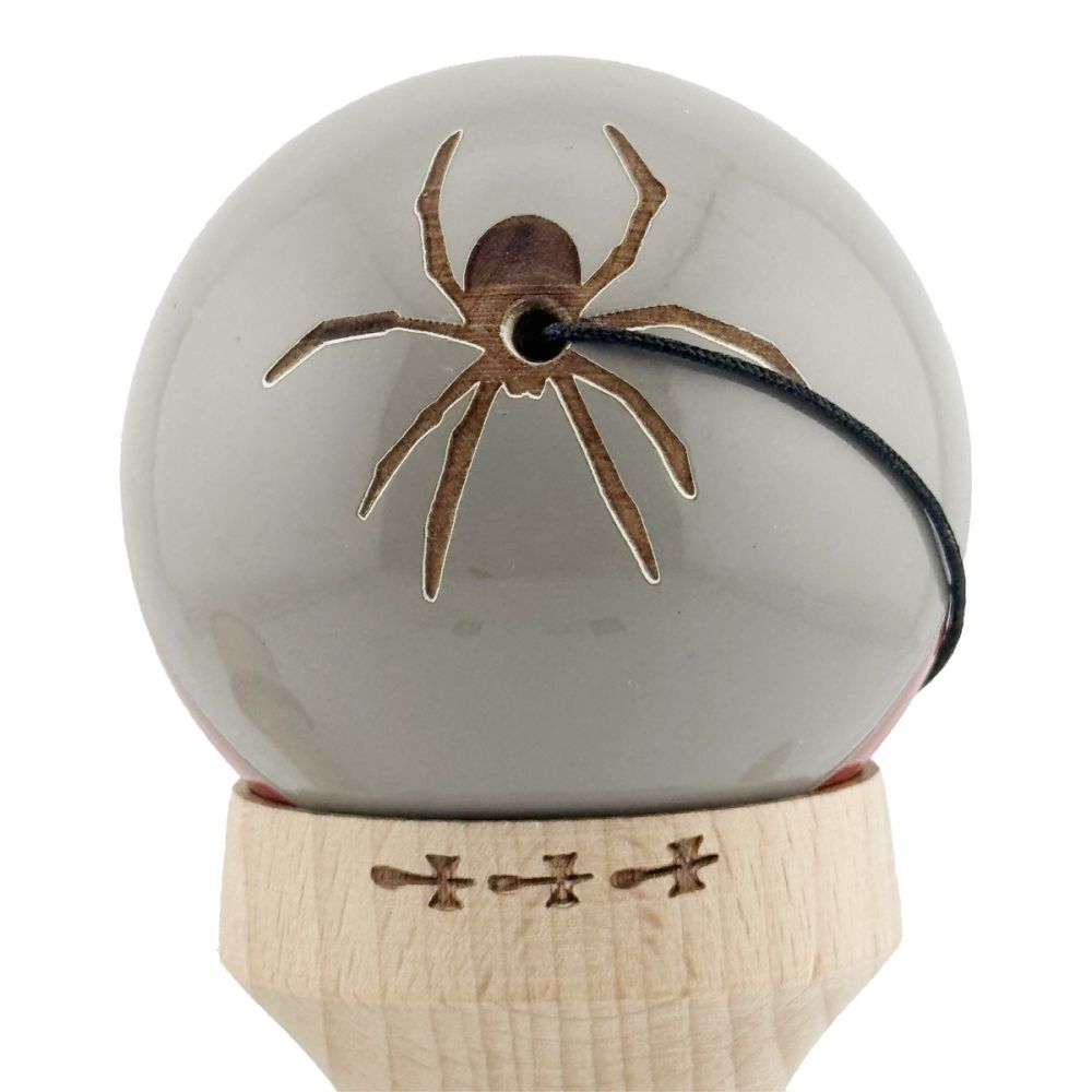 Jucarie de indemanare din lemn, Kendama X, Flippy, Silken, King Size V3, Super Sticky, 18 cm, Ice Gri