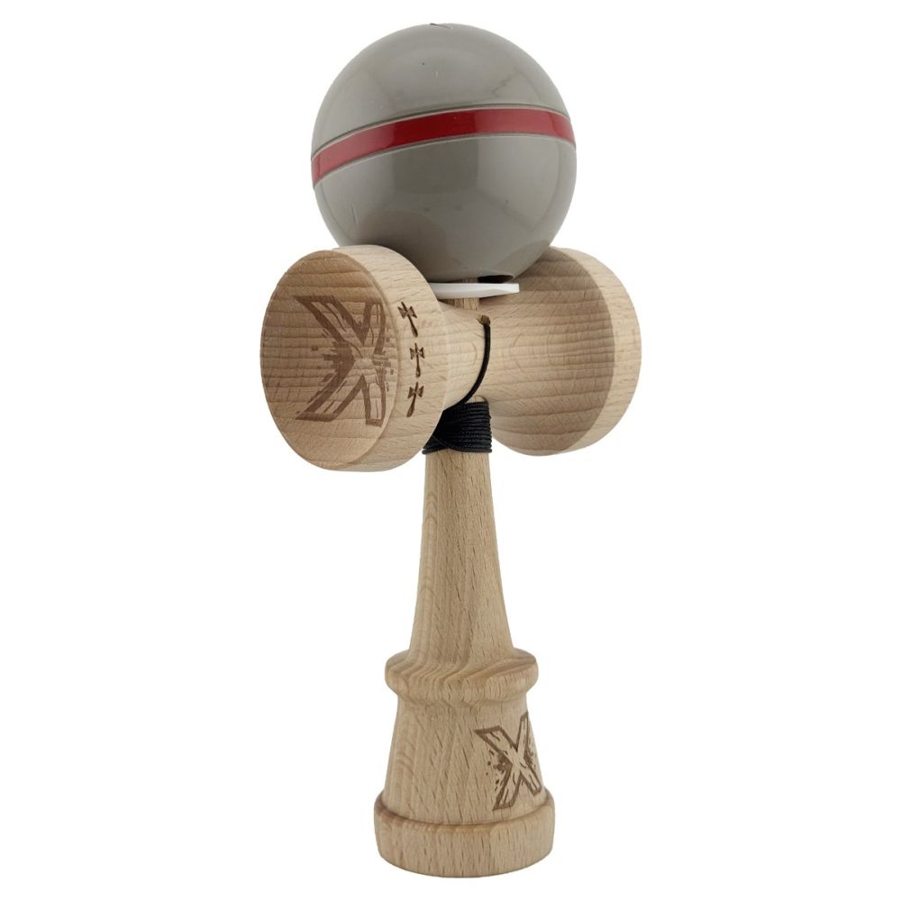 Jucarie de indemanare din lemn, Kendama X, Flippy, Silken, King Size V3, Super Sticky, 18 cm, Ice Gri