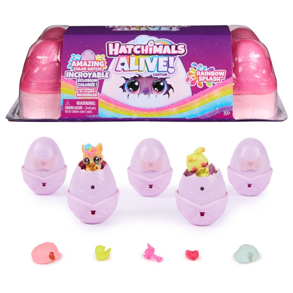 Set 5 figurine surpriza in cofrag, Hatchimals, Rainbow Splash, 6069777