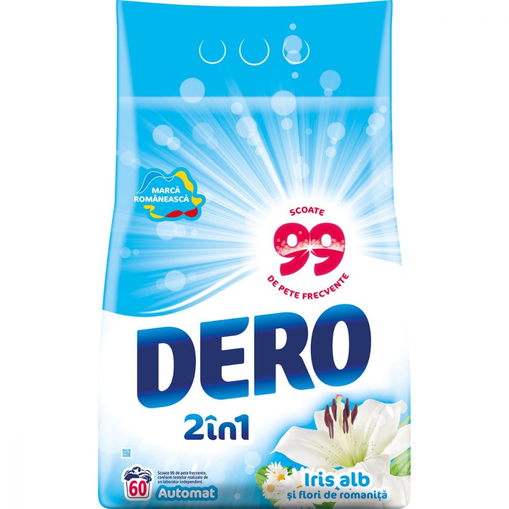 Detergent automat Dero 2 in 1 Iris Alb, 60 spalari, 6 kg