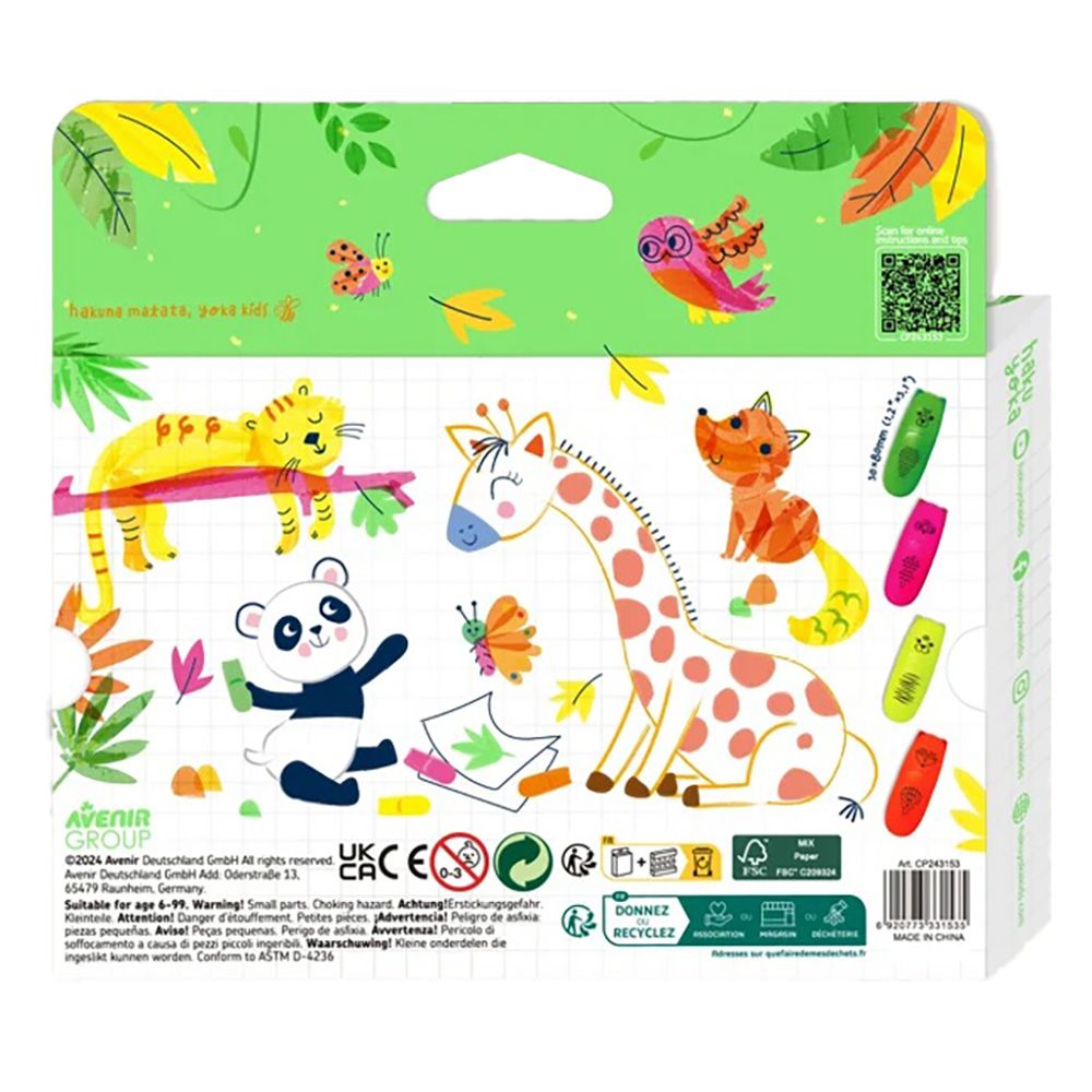 Set 4 mini markere neon, Avenir, Animale