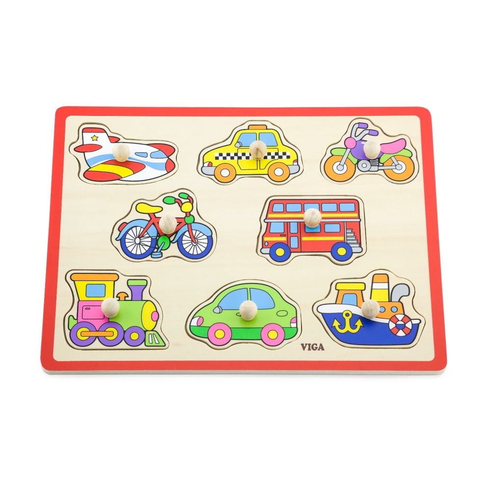Puzzle din lemn, cu manere, Viga, Mijloace de transport