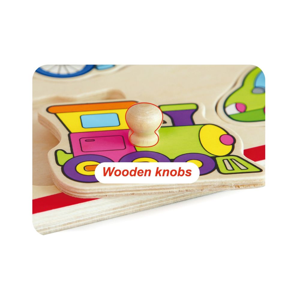 Puzzle din lemn, cu manere, Viga, Mijloace de transport