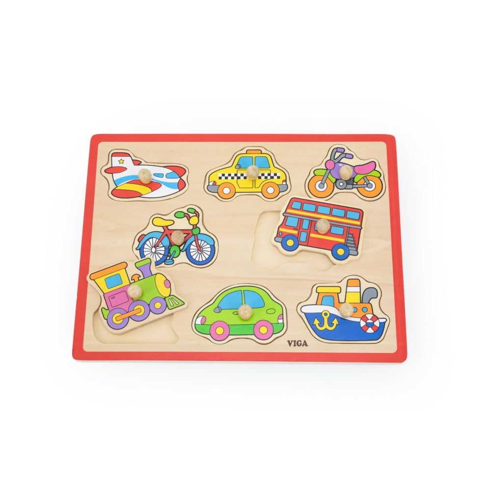 Puzzle din lemn, cu manere, Viga, Mijloace de transport