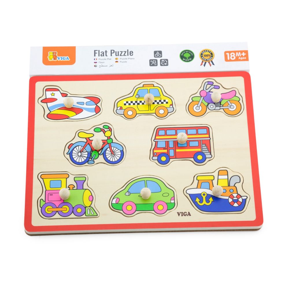 Puzzle din lemn, cu manere, Viga, Mijloace de transport