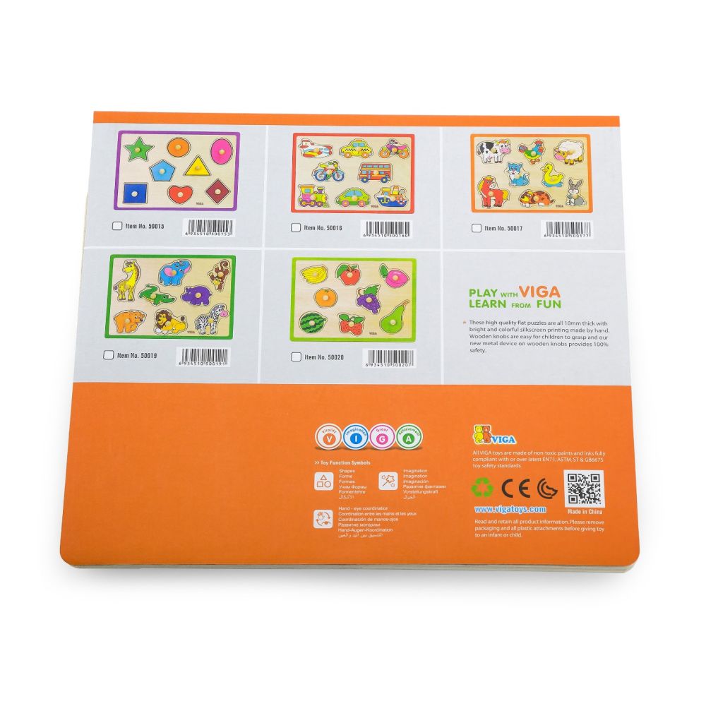 Puzzle din lemn, cu manere,  Viga, Animale de la ferma