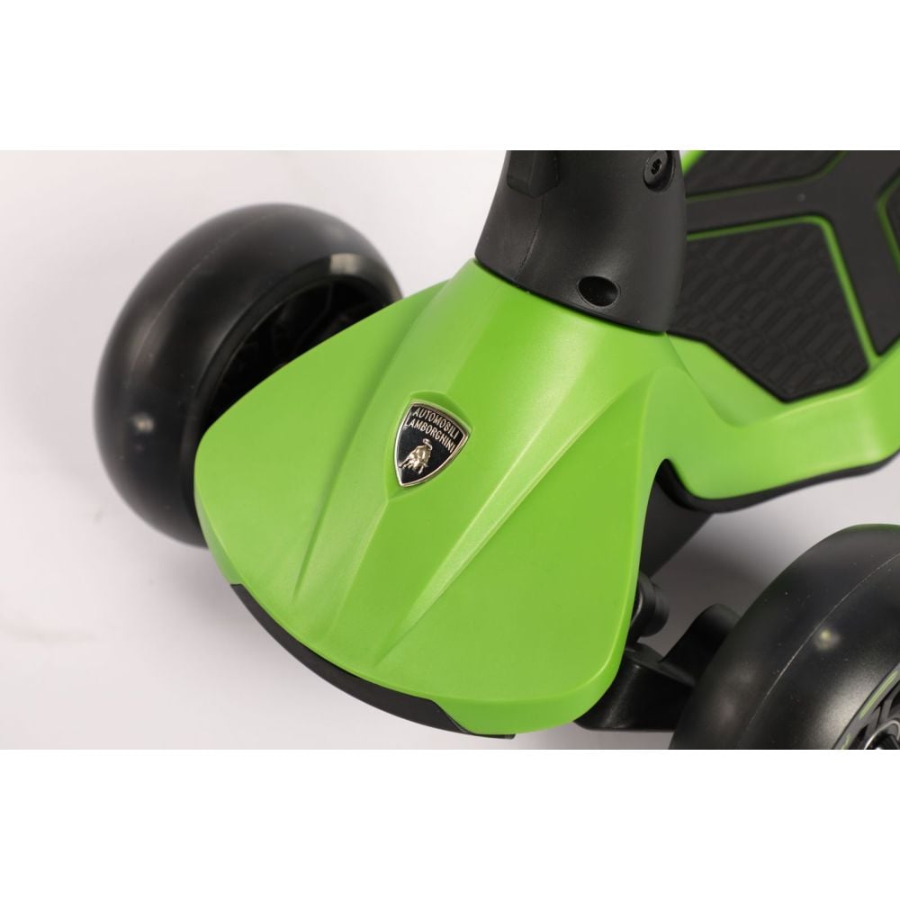 Trotineta cu 3 roti, Mesuca, Lamborghini, cadru aluminiu, roti led, Verde