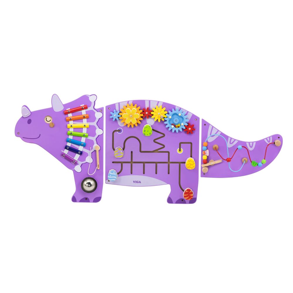 Jucarie de perete cu activitati, Viga, Dinozaur Triceratops