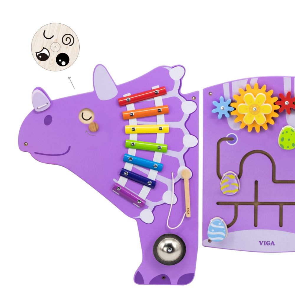 Jucarie de perete cu activitati, Viga, Dinozaur Triceratops