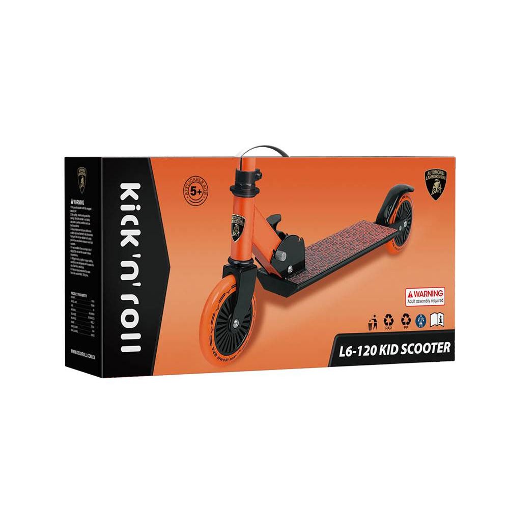 Trotineta pliabila cu ghidon reglabil, Kick'n Roll, Lamborghini L6 120, Portocaliu