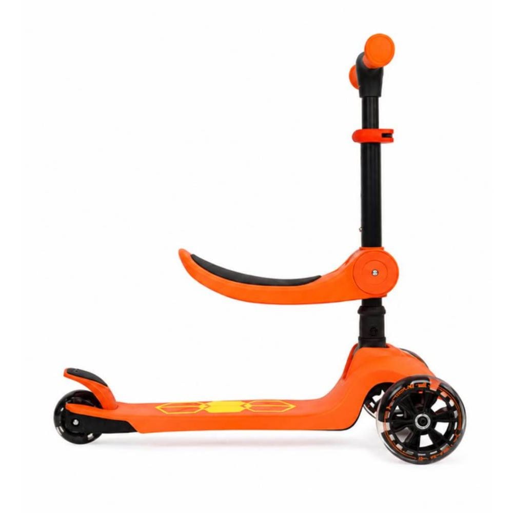 Trotineta pliabila cu 3 roti luminoase, ghidon reglabil si scaun retractabil, 2 in 1, Kick'n Roll, Lamborghini L5, Portocaliu