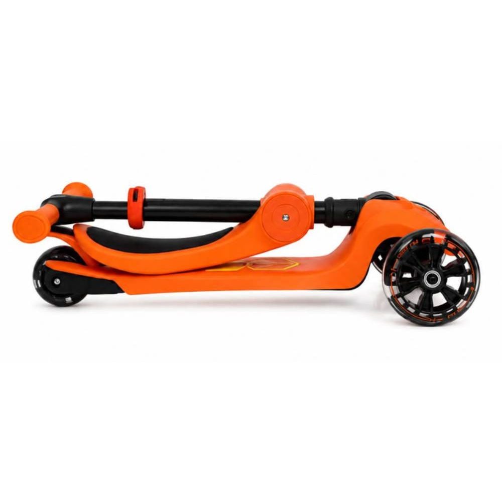 Trotineta pliabila cu 3 roti luminoase, ghidon reglabil si scaun retractabil, 2 in 1, Kick'n Roll, Lamborghini L5, Portocaliu