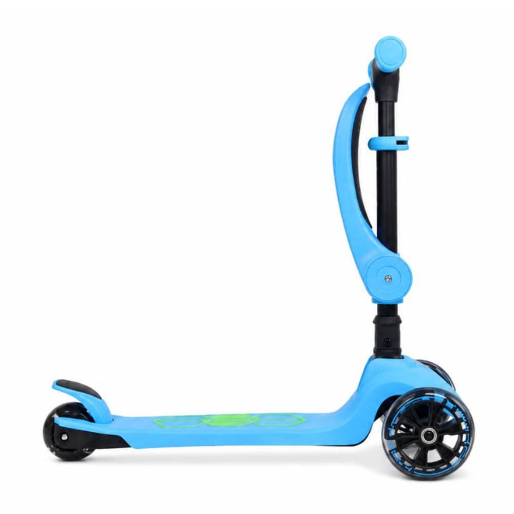 Trotineta pliabila cu 3 roti luminoase, ghidon reglabil si scaun retractabil, 2 in 1, Kick'n Roll, Lamborghini L5, Albastru