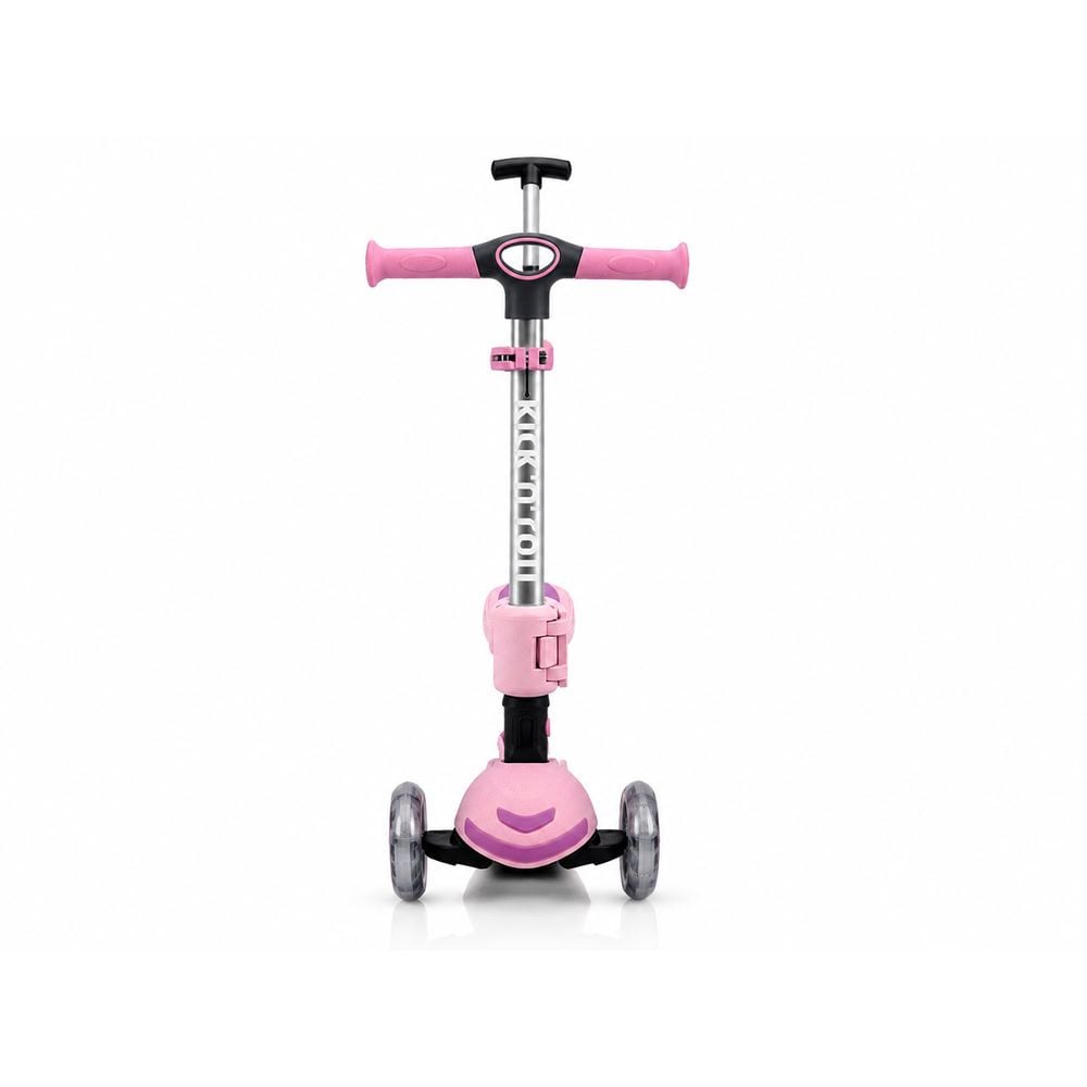 Trotineta pliabila cu 3 roti luminoase, ghidon reglabil si scaun detasabil, 3 in 1, Kick'n Roll, S6 Eco, Roz
