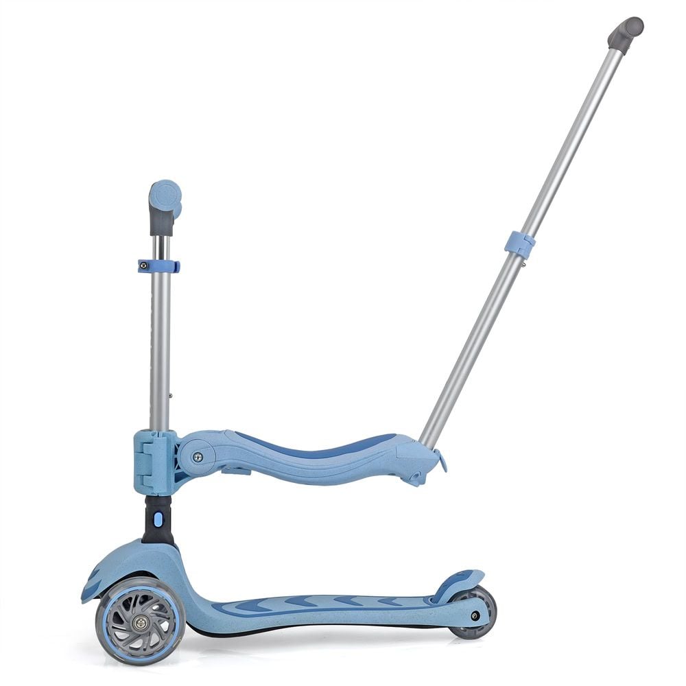 Trotineta pliabila cu 3 roti luminoase, ghidon reglabil si scaun detasabil, 3 in 1, Kick'n Roll S6, Eco, Albastru