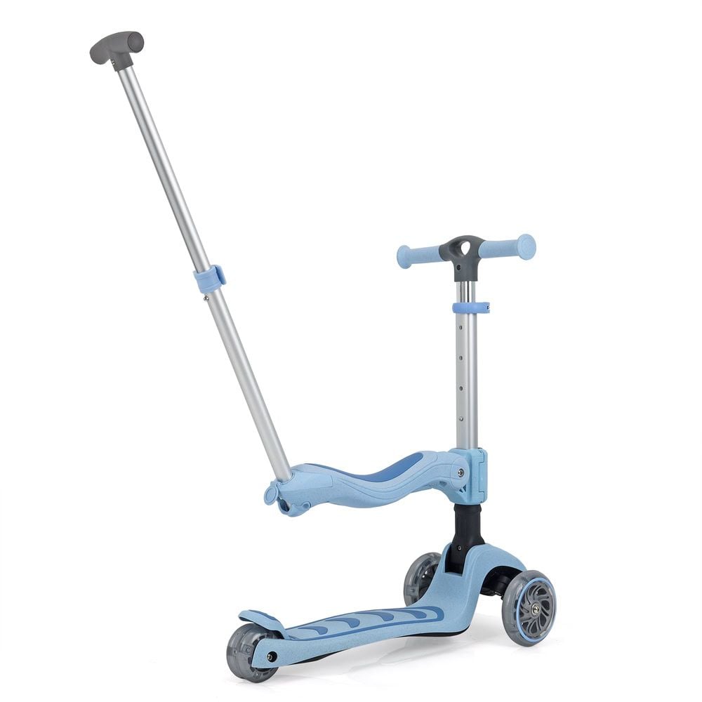 Trotineta pliabila cu 3 roti luminoase, ghidon reglabil si scaun detasabil, 3 in 1, Kick'n Roll S6, Eco, Albastru