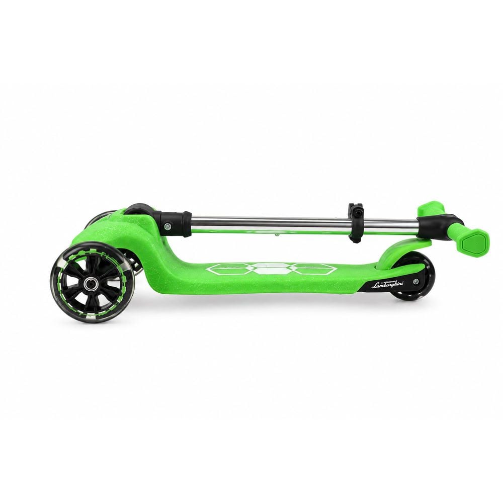 Trotineta pliabila cu 3 roti luminoase, ghidon reglabil si platforma cu banda LED, Kick'n Roll, L5 Jelly, Verde