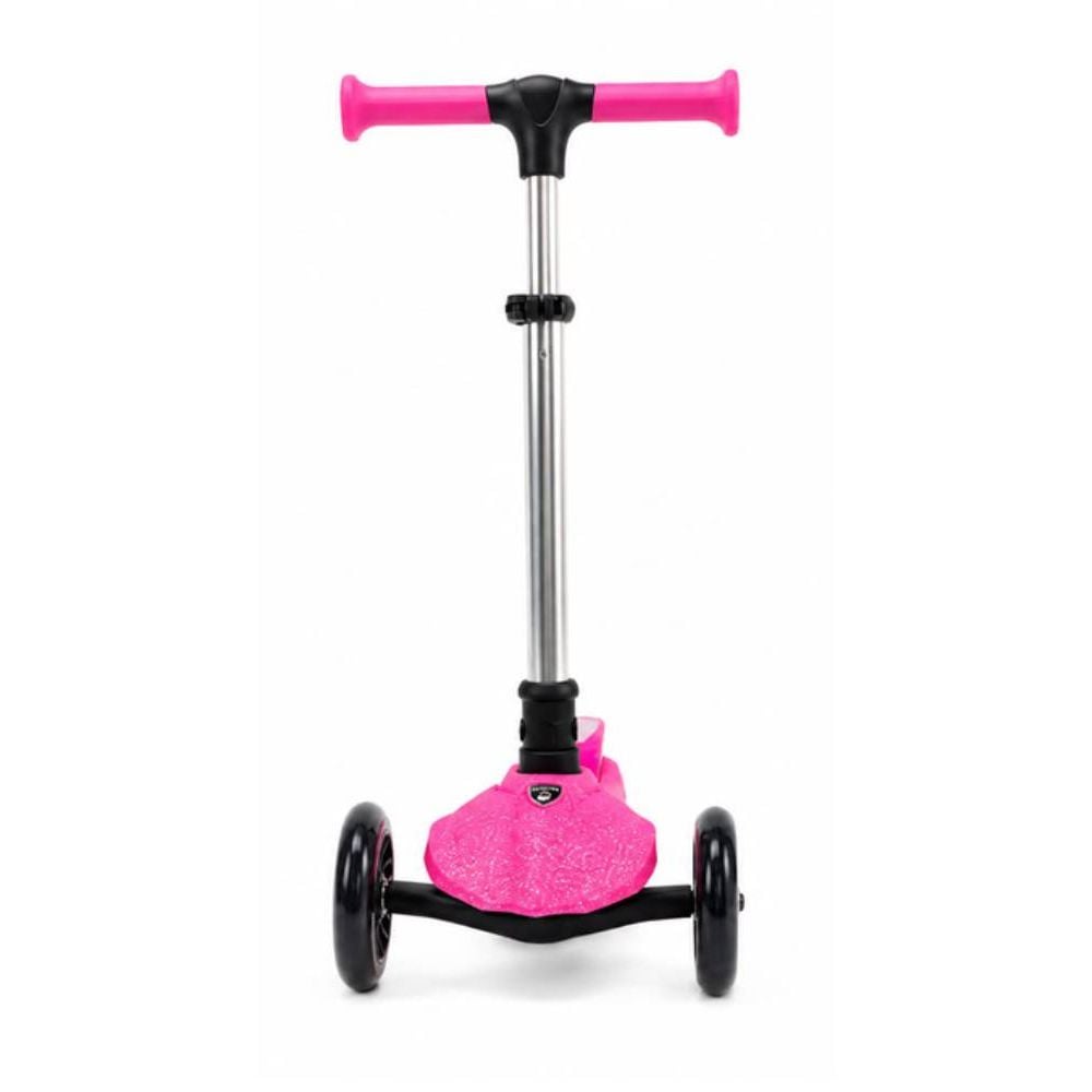 Trotineta pliabila cu 3 roti luminoase, ghidon reglabil si platforma cu banda LED, Kick'n Roll, L5 Jelly, Roz