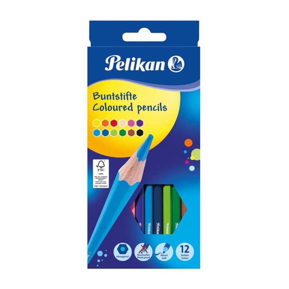 Creioane colorate lacuite Pelikan, Set 12, Varf 3.0 mm