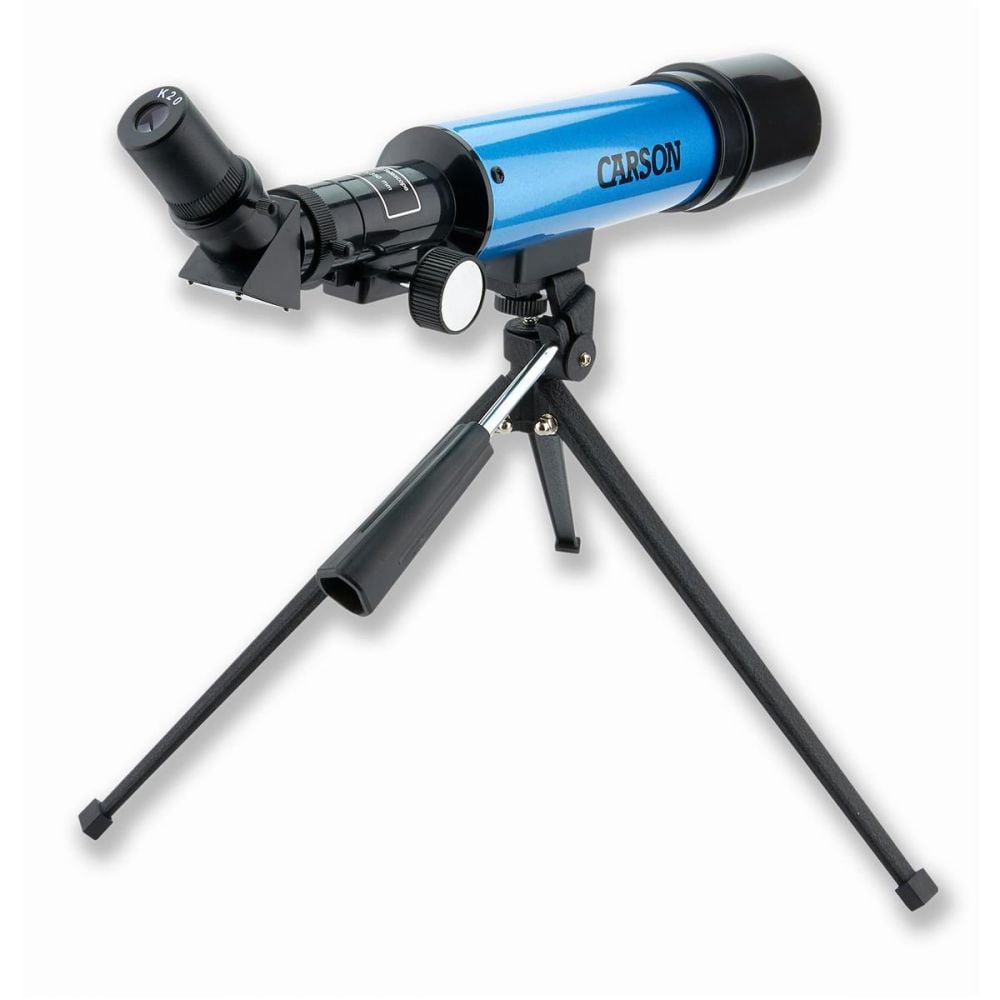 Telescop refractor, Carson, 50 mm, cu zoom 20-80x si trepied de masa