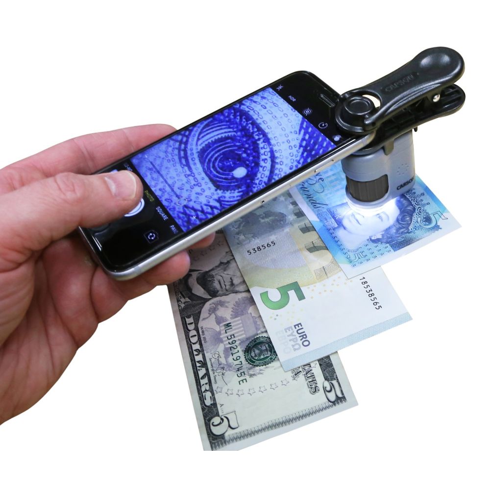 Microscop de buzunar cu adaptor pentru smartphone, Carson, marire 20x, MicroMini