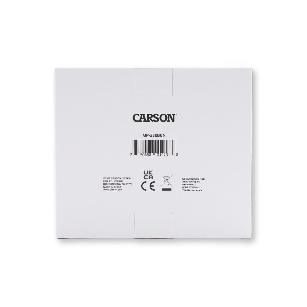 Microscop portabil cu LED si UV, Carson, cu adaptor de smartphone, 24 de lamele pregatite, marire 100-250x, MicroFlip